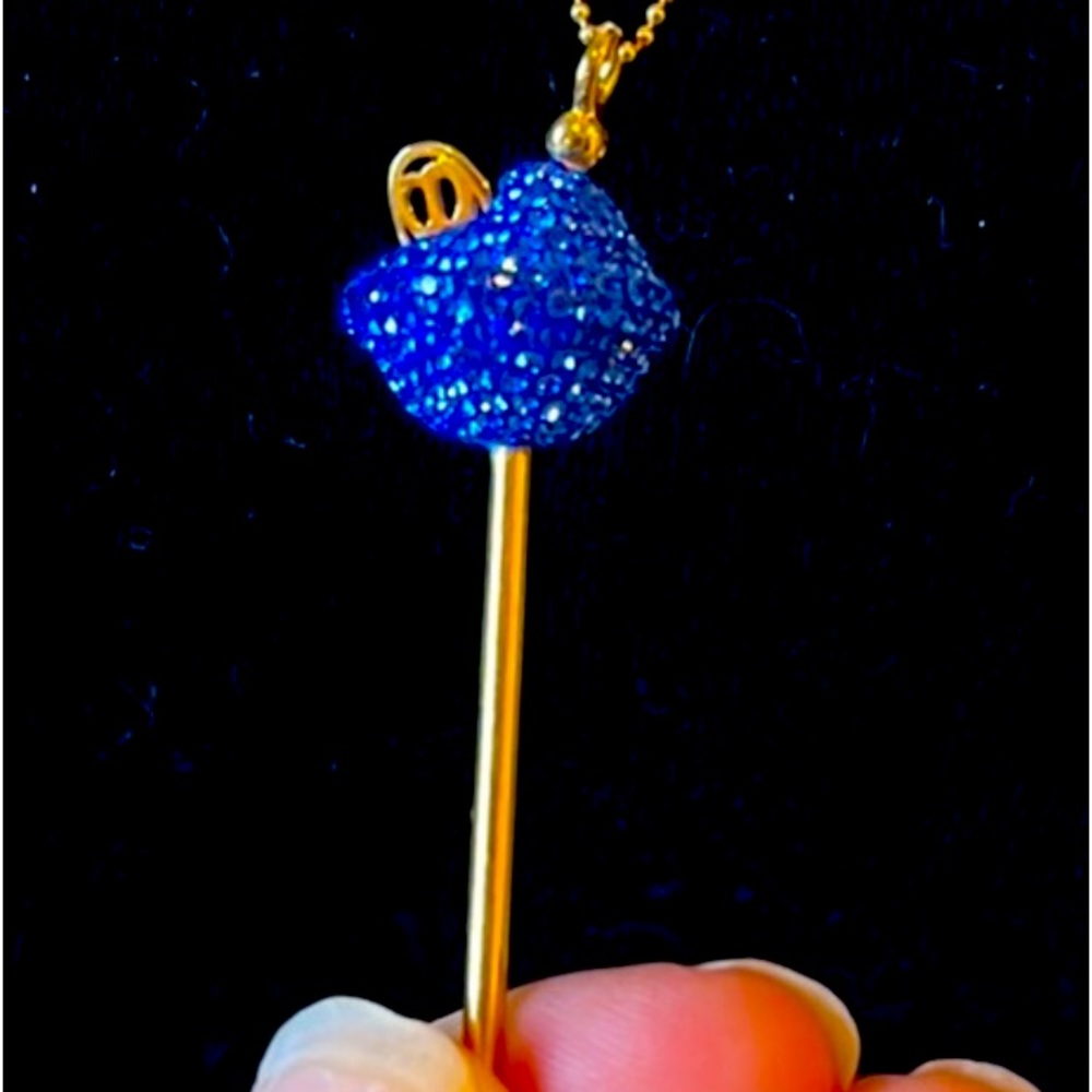 Simone Smith Blue swarovski Crystal lollipop  pendant necklace